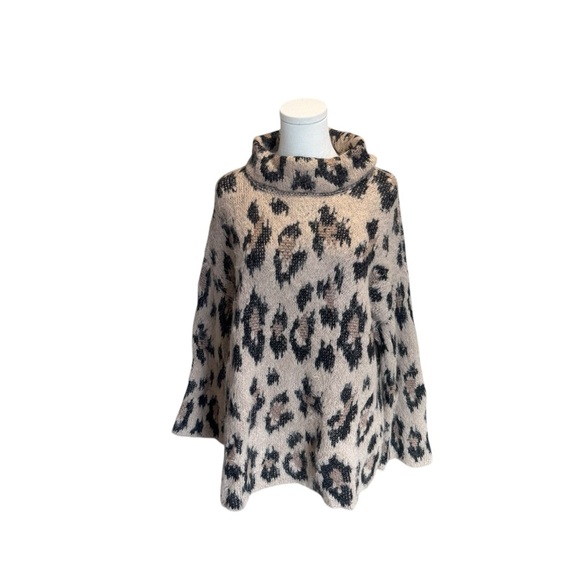 Kate Spade - Leopard Print Chunky Alpaca/Wool Sweater Sz L - Picture 3 of 7